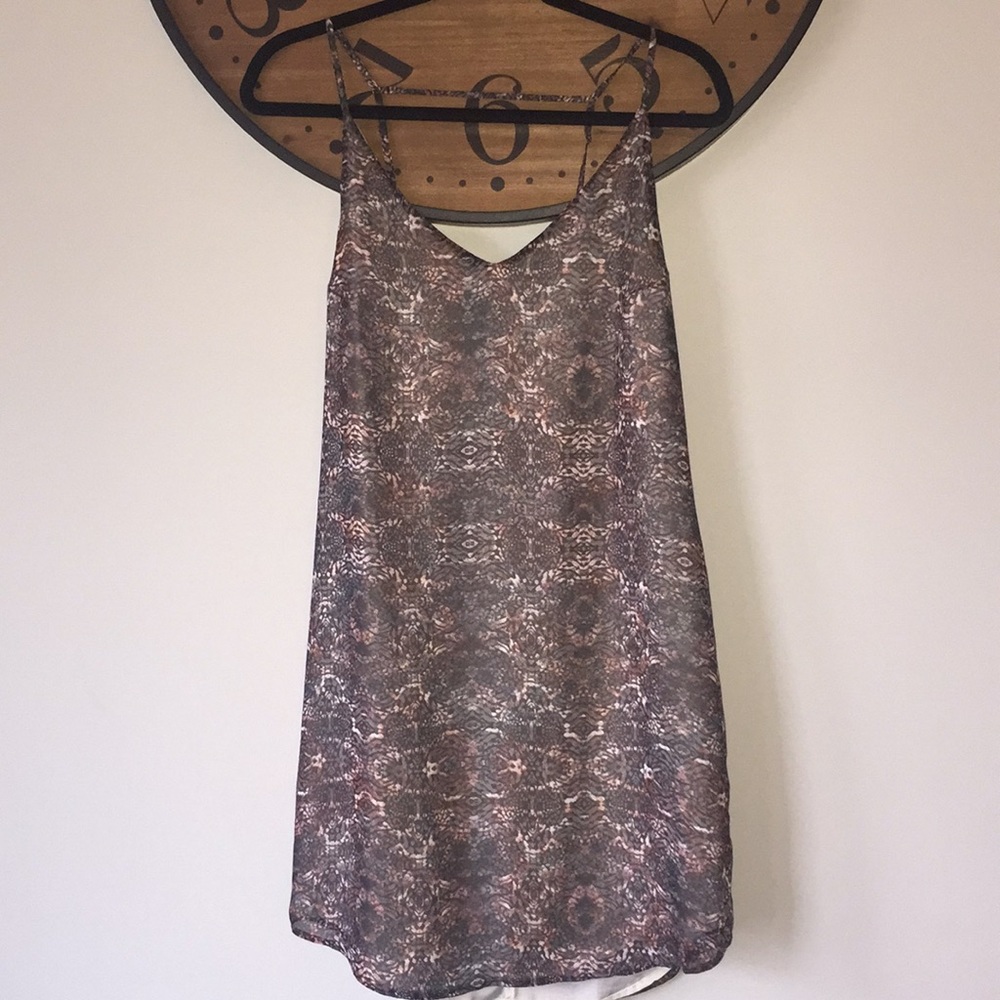 Spaghetti Strap gray and pink tones dress